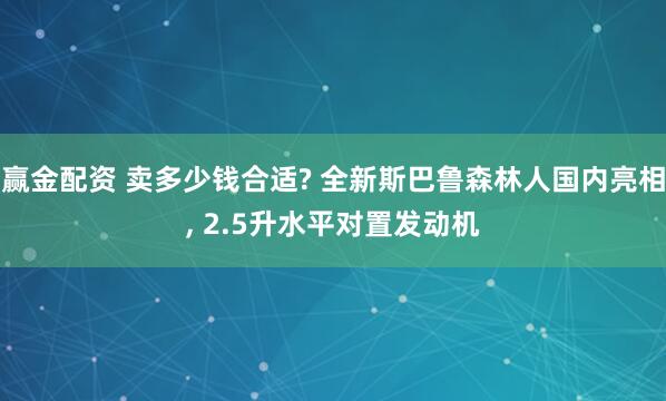 赢金配资 卖多少钱合适? 全新斯巴鲁森林人国内亮相, 2.5升水平对置发动机